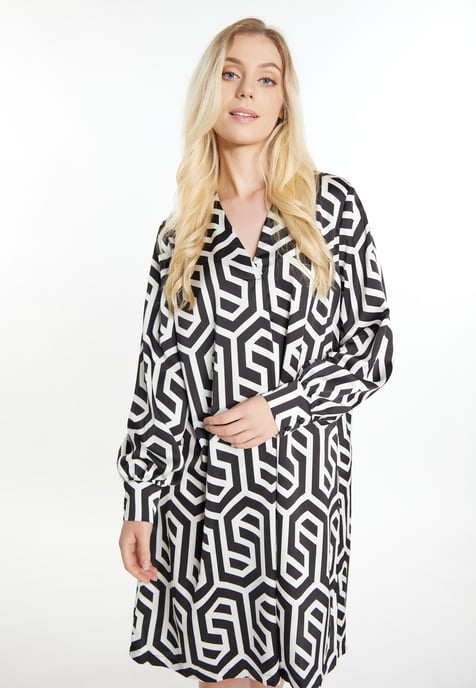 Dreimaster Midikleid Damen schwarz-wollweiß - Image 3