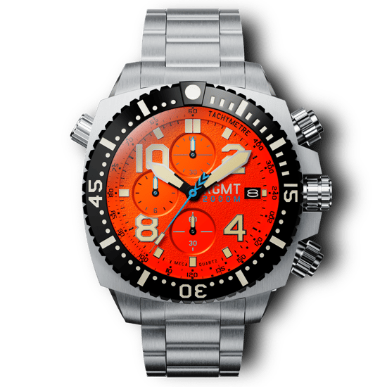 RGMT New Demolition Men's Japanese Meca-Quartz 53mm Orange Watch with Stainless Steel Bracelet