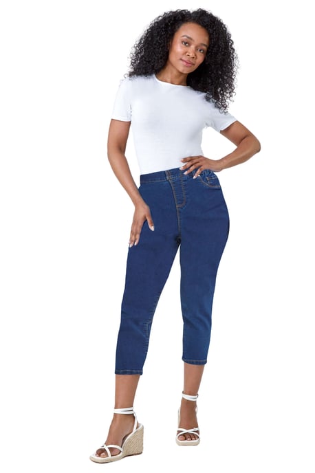 Petite Cropped Stretch Denim Jegging Cotton Capri Jean Leggings