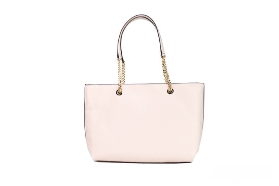 Michael Kors Women's Jet Set Medium Powder Blush Leather Front Zip Chain Tote Bag Purse
