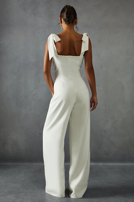 Bow Shoulder Wide Leg Jumpsuit
