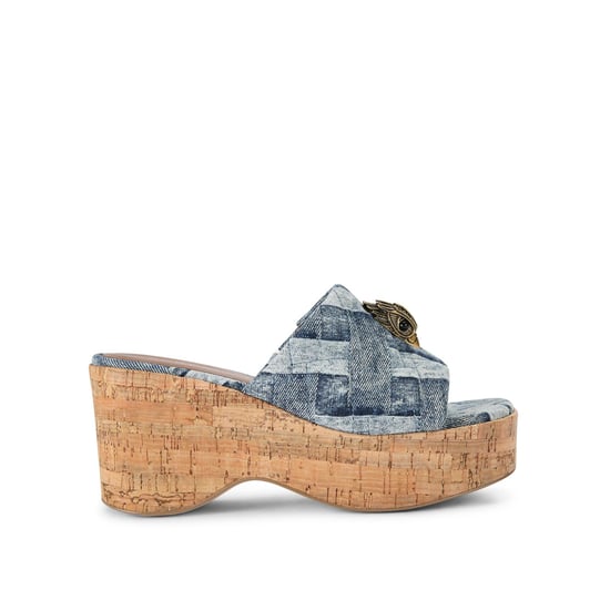 Kurt Geiger London Denim Kensington Wedge Mule Heels