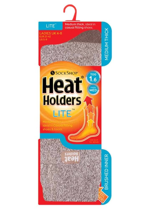 Heat Holders Lite - Dünne Winter-Thermosocken für Damen in einfarbigen Farben - Braun / Creme - Image 2