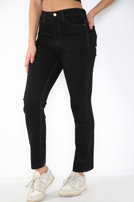Ladies Magic Shaping High Waisted Straight Leg Jeans in Schwarz - Image 1