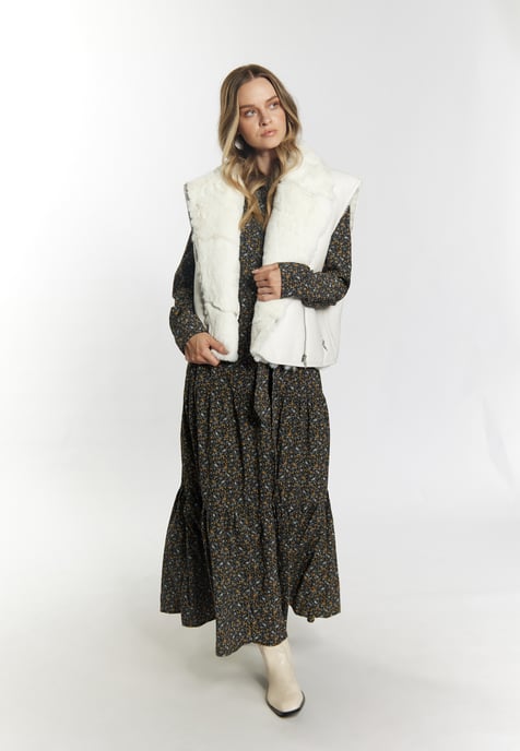 Dreimaster Lederweste Damen Wollweiss - Image 2