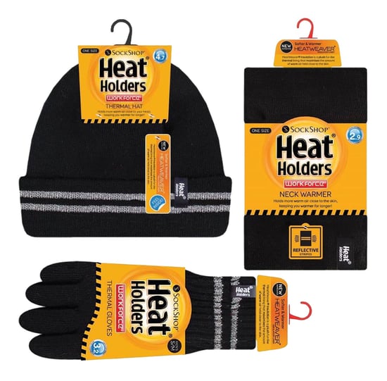 Hi Vis Mütze, Halswärmer & Handschuhe Set | Wärmehalter | Reflektierende Arbeitskleidung Set für extrem kaltes Wetter - Schwarz - Image 2