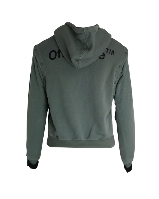 Off-White Hoodie mit abnehmbaren Ärmeln in khakifarbenem Baumwollpullover - Image 2