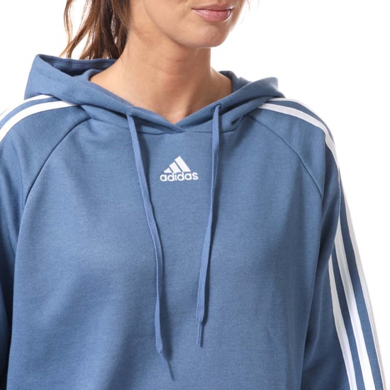 Women's adidas Essentials 3-Stripes Cropped Hoody in Blue