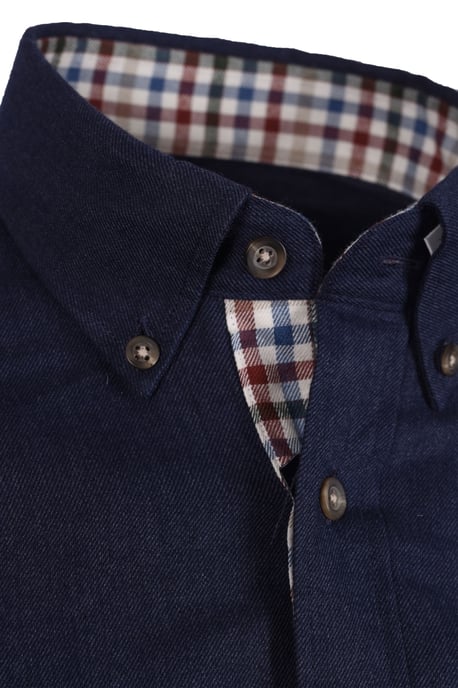 Hackett Flannel Multi Trim Long Sleeved Shirt Navy Blue