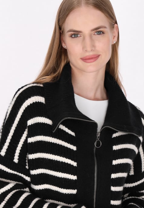 Dreimaster Cardigan Damen Schwarz Wollweiss - Image 5
