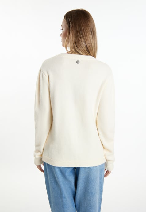 Dreimaster Strickjacke Damen Wollweiss - Image 4