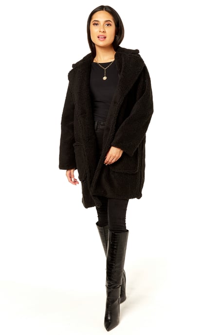 Faux Fur Longline Teddy Overcoat
