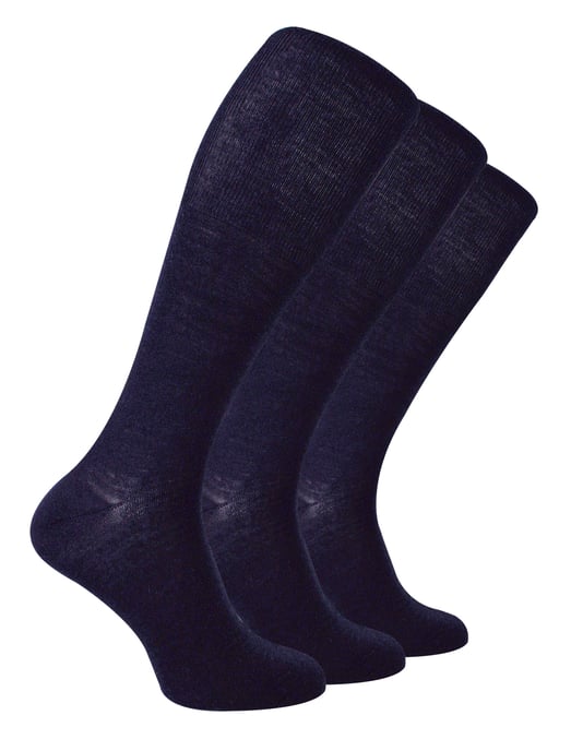 Steven - 3 Paar Multipack Herren Kniestrümpfe aus Merinowolle - Navy - Image 1