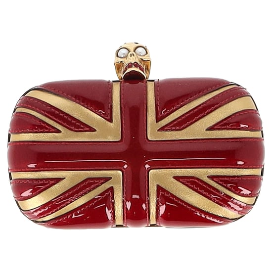 Alexander McQueen Britannia Skull Box Clutch Tasche aus rotem Lackleder - Image 1