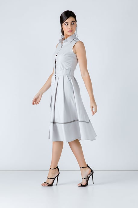 Grey Button Detail Dress