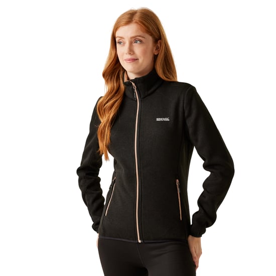 Regatta Womens/Ladies Newhill Marl Full Zip Fleece Jacket (Black/Warm Taupe)