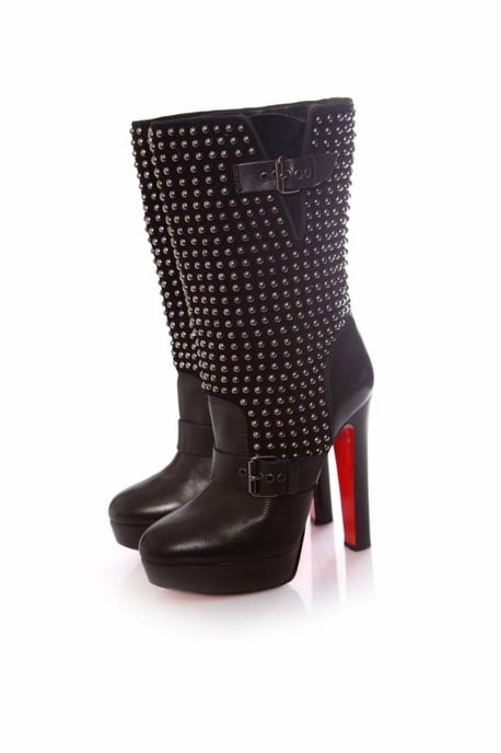 Schwarze Leder-Plateau-Stiefel - Image 1
