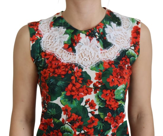 Dolce & Gabbana Damen Weiß Floral Wolle Spitzen Tank Top - Image 4