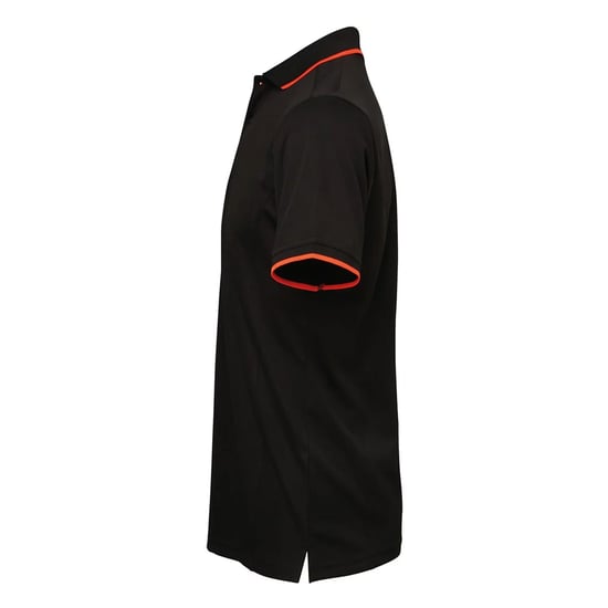 Premier Mens Coolchecker Contrast Pique Polo Shirt (Schwarz/Orange) - Image 3