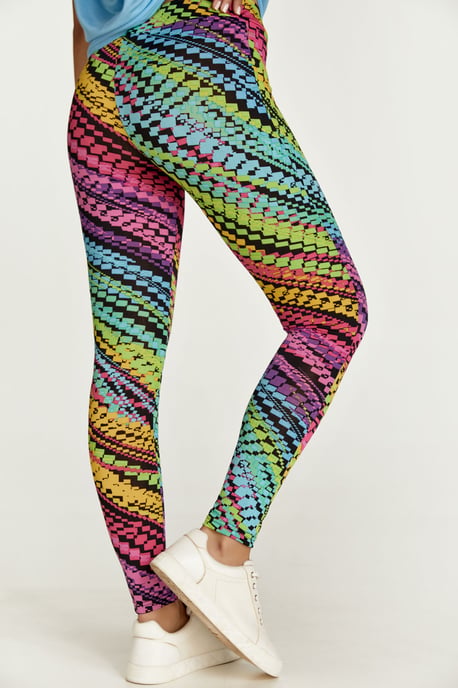 Fliederfarbene Leggings mit mehrfarbigem Druck - Image 5