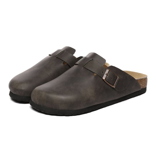 EVER AU Herren Hardhead Leder Komfort Clog Sandalen - Braunes geöltes Leder - Image 3