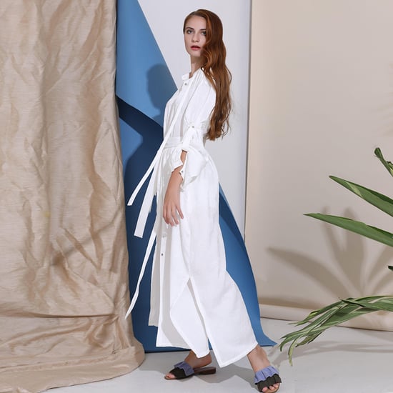 Langes strukturiertes Hemdblusenkleid - Image 6
