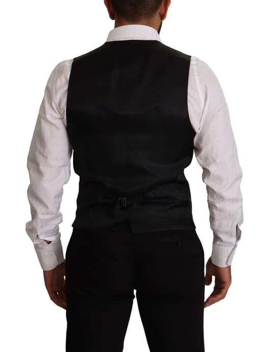 Dolce & Gabbana Men's Blue Striped Wool Stretch Waistcoat Vest