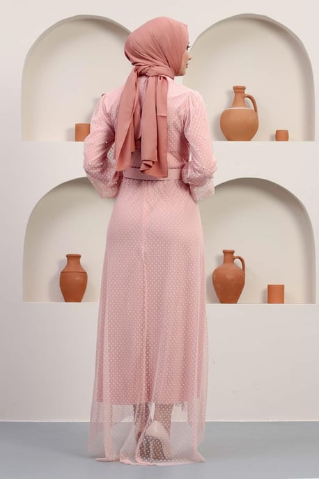 ElbiseKemeri Tulle Evening Dress with Stone Embellishments