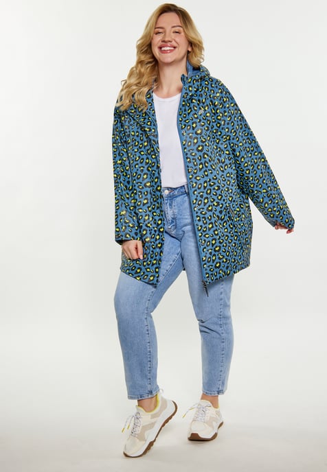 Schmuddelwedda Regenjacke Damen Stahlblau Limette Leo - Image 2