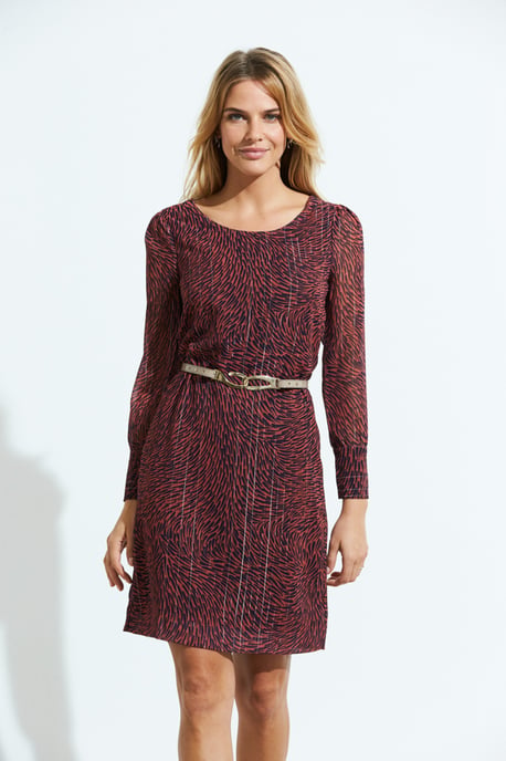 Red & Black Swirl Print Shift Dress