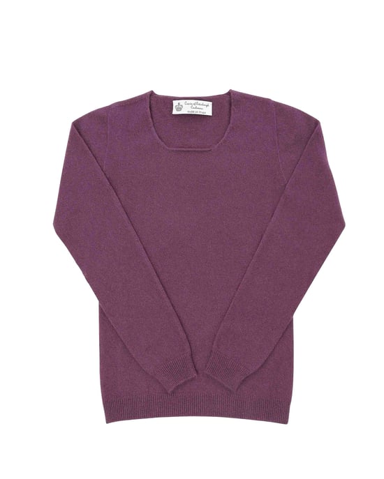 Crown Of Edinburgh Cashmere Womens Square Neck Sweater Coe 0024 Burgundy