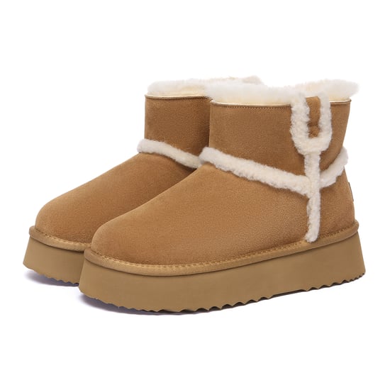 EVER AU Damen Leder Chic Plateau Kurzstiefel - Barren - Image 4