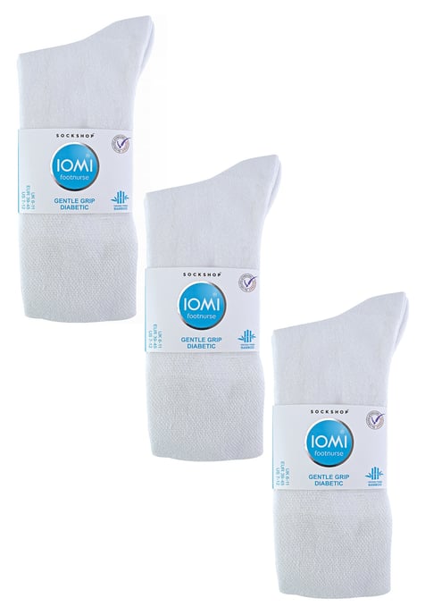 IOMI - 6 Pack Herren Diabetiker Bambus Socken | Extra breite nahtlose lockere nicht elastische Socken - Weiß - Image 2