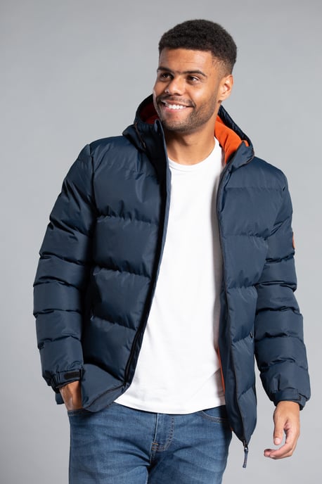 Navy Hooded Padded Jacket With Toggle Hood