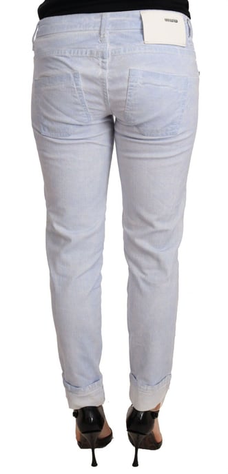 Acht Hellblaue Baumwolle Gefalteter Saum Skinny Jeans - Image 3
