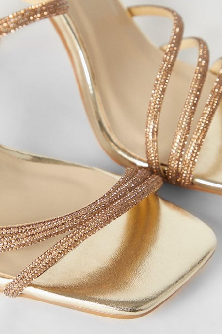 Tulip Diamante Asymmetric Strap High Heeled Sandals