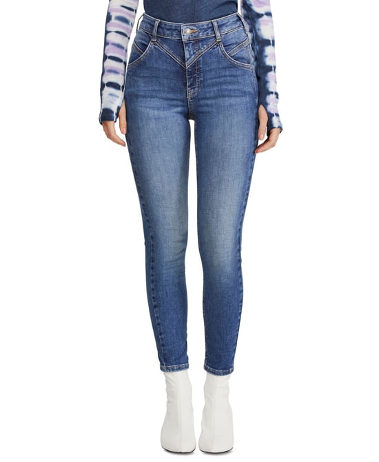 Free People Women's Jeans Blue Riley Seamed Skinny Stretch