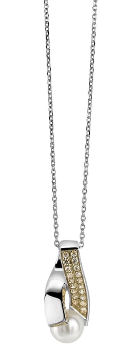 Orphelia Women's 925 Sterling Silver Set: Chain-Pendant + Earrings - Silver/Gold SET-5204