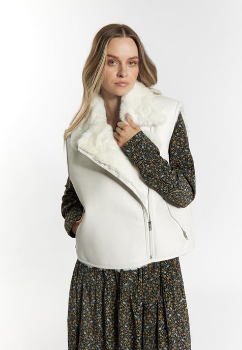 Dreimaster Lederweste Damen Wollweiss - Image 3