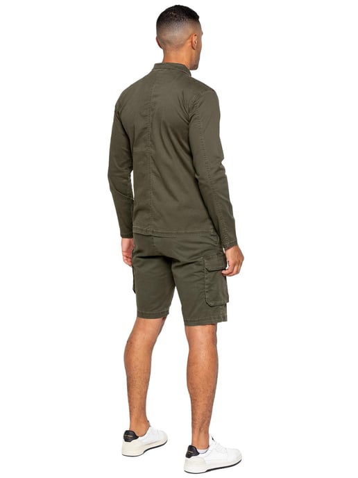 Enzo | Herren Cargo-Trainingsanzug mit Shorts Set - Khaki - Image 3