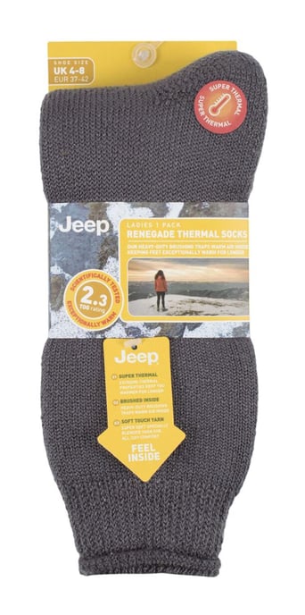 Damen Thermosocke | Jeep | Atmungsaktive Luxus gepolsterte Winterstiefelsocken für Damen - Grau - Image 2