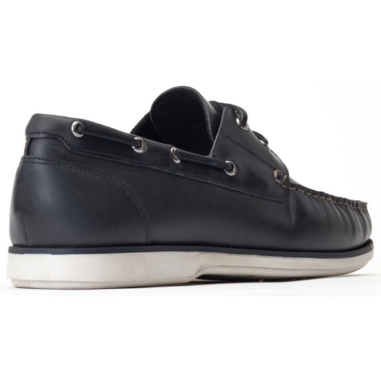 Base London Stern Leder Herren Dunkelblaue Bootsschuhe - Image 2
