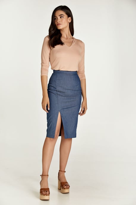 Dusty Pink Jersey V Neck Top