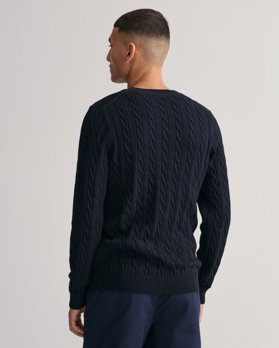 GANT Herren Baumwoll-Kabelstrick-Pullover mit Rundhalsausschnitt - Image 2