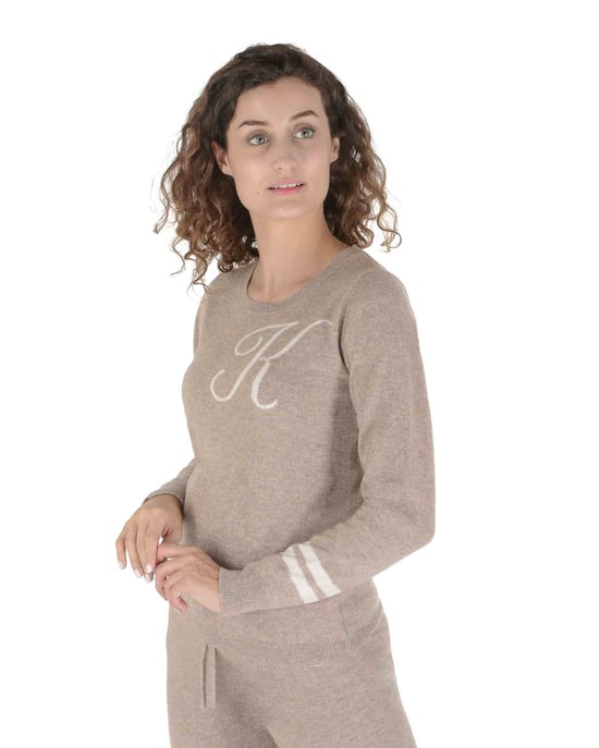 Crown Of Edinburgh Cashmere Crew Neck Sweater Stockbridge Camel K