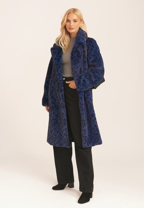 Leopard Double Breasted Longline Furcoat