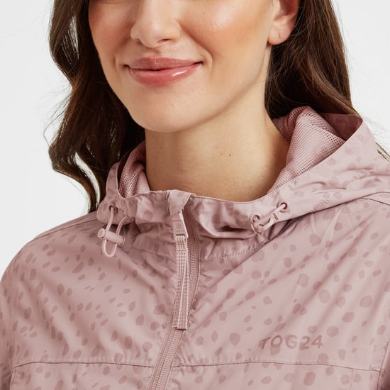 Craven Womens Waterproof Packaway Jacket Faded Pink Dalmation Spot
