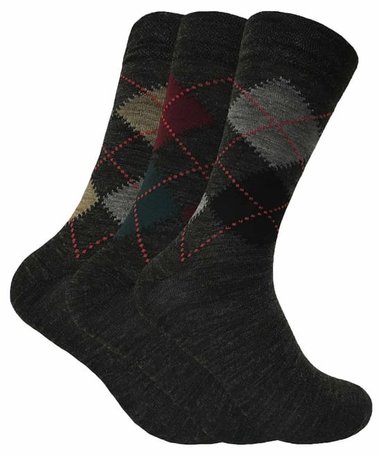 Sock Snob - Herren 3er-Pack Lambs Wool Blend Patterned Soft Top Socken - Image 1