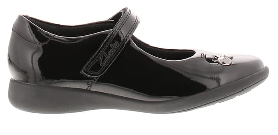 Clarks Girls School Shoes Etch Mist Leather Touch Fastening black