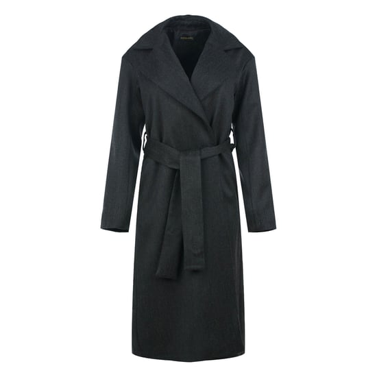 Sophisticated Onyx Wool-Blend Trench Coat